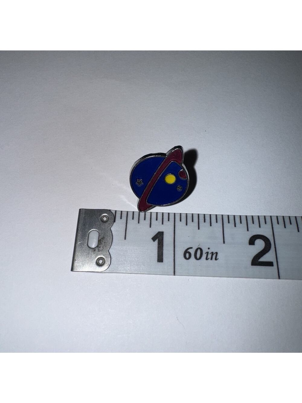 Small Blue Planet With Red Ring And Moons Pin Brooch